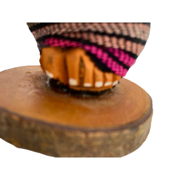 Handcrafted Wooden Folk Art Figurine Man With Poncho & Hat Carved Southwest 3” - Picture 9 of 10